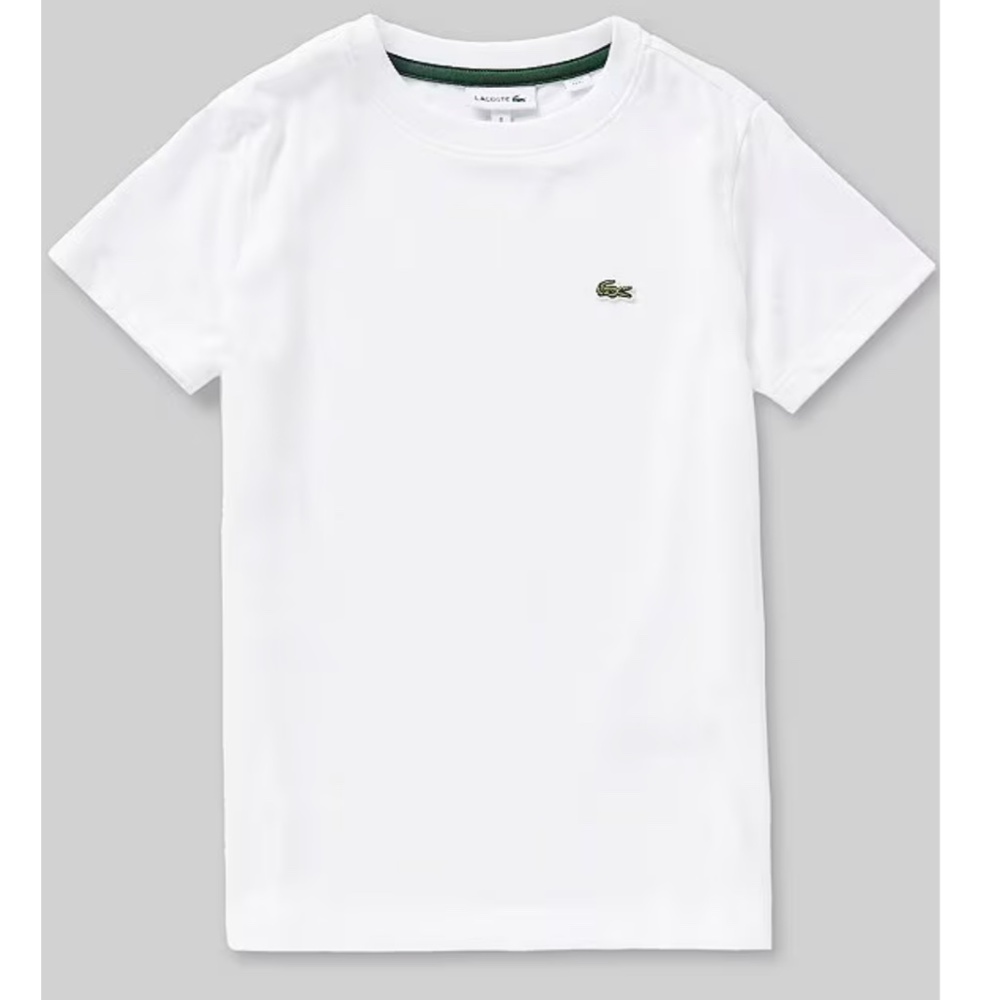 Lacoste classic crew neck t-shirt boys size 14 white with logo